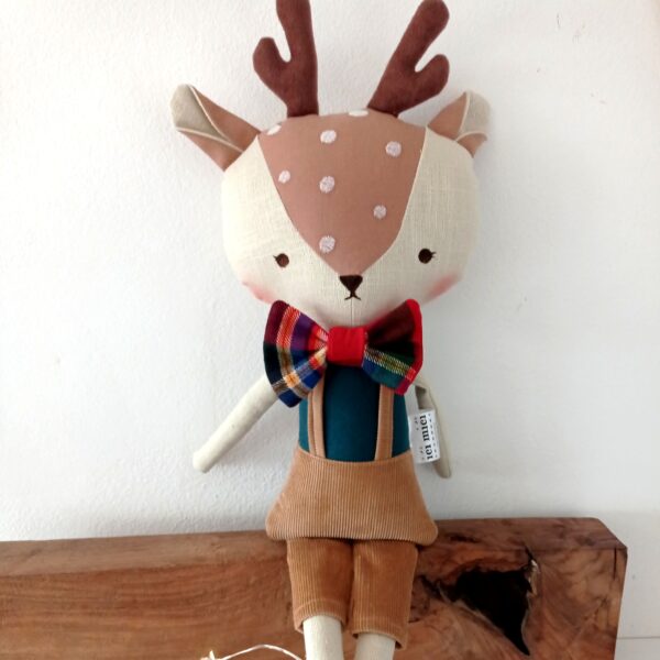 Handmade božićna krpena lutka sob s rogićima
